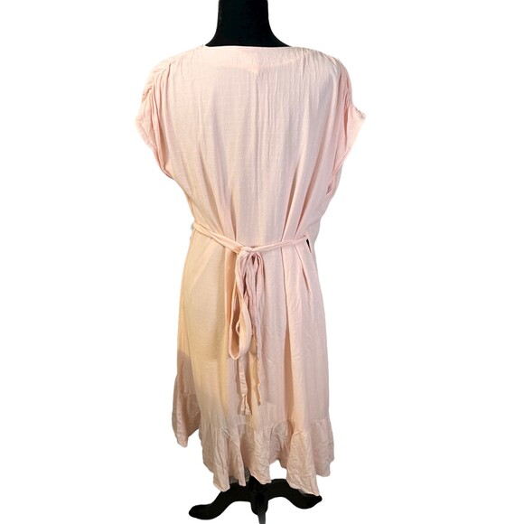 H&M Pale Pink Flowy Boho Peasant Wrap Dress Size 10 - Picture 3 of 8